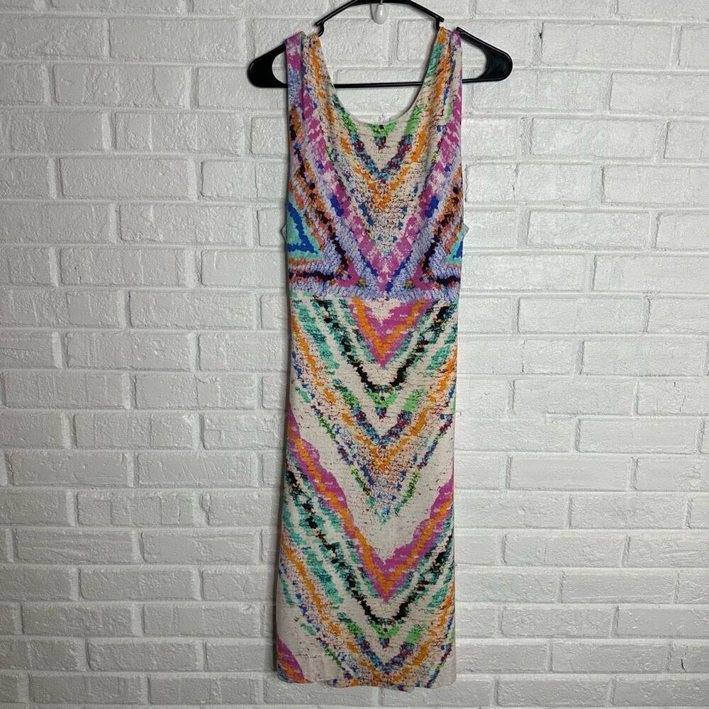 Mara Hoffman Swim Tie Back Midi Dress Rainbow Roll Print size Large
